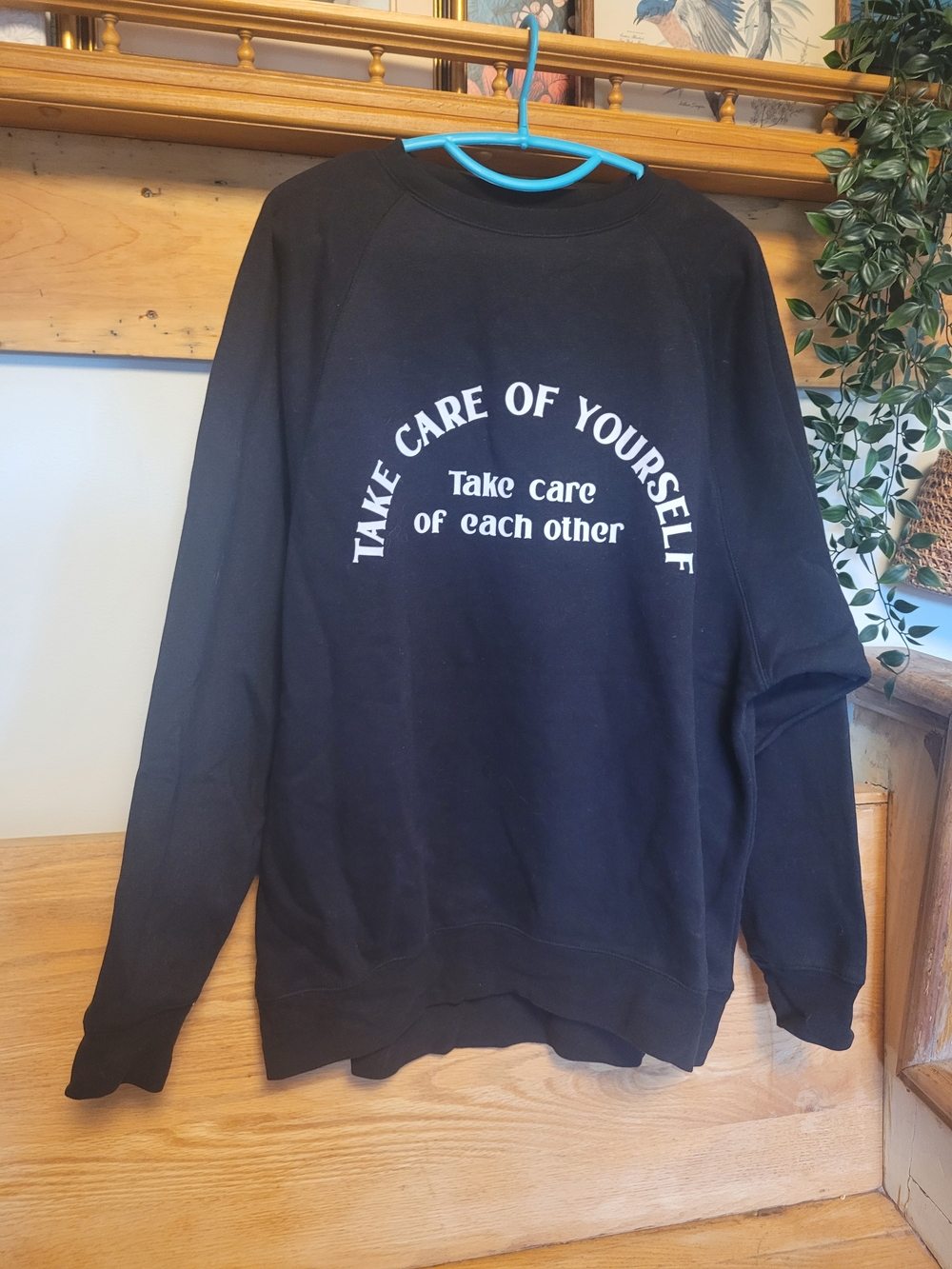 Brunette The Label Oversized Black Crewneck Sweater with White Graphic Text